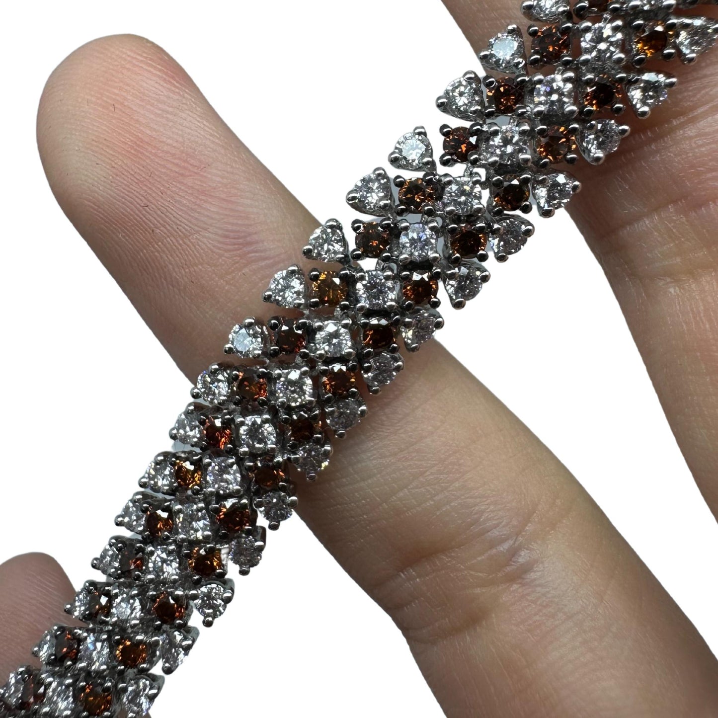 18K White Gold Diamond and Brown Diamond Bracelet