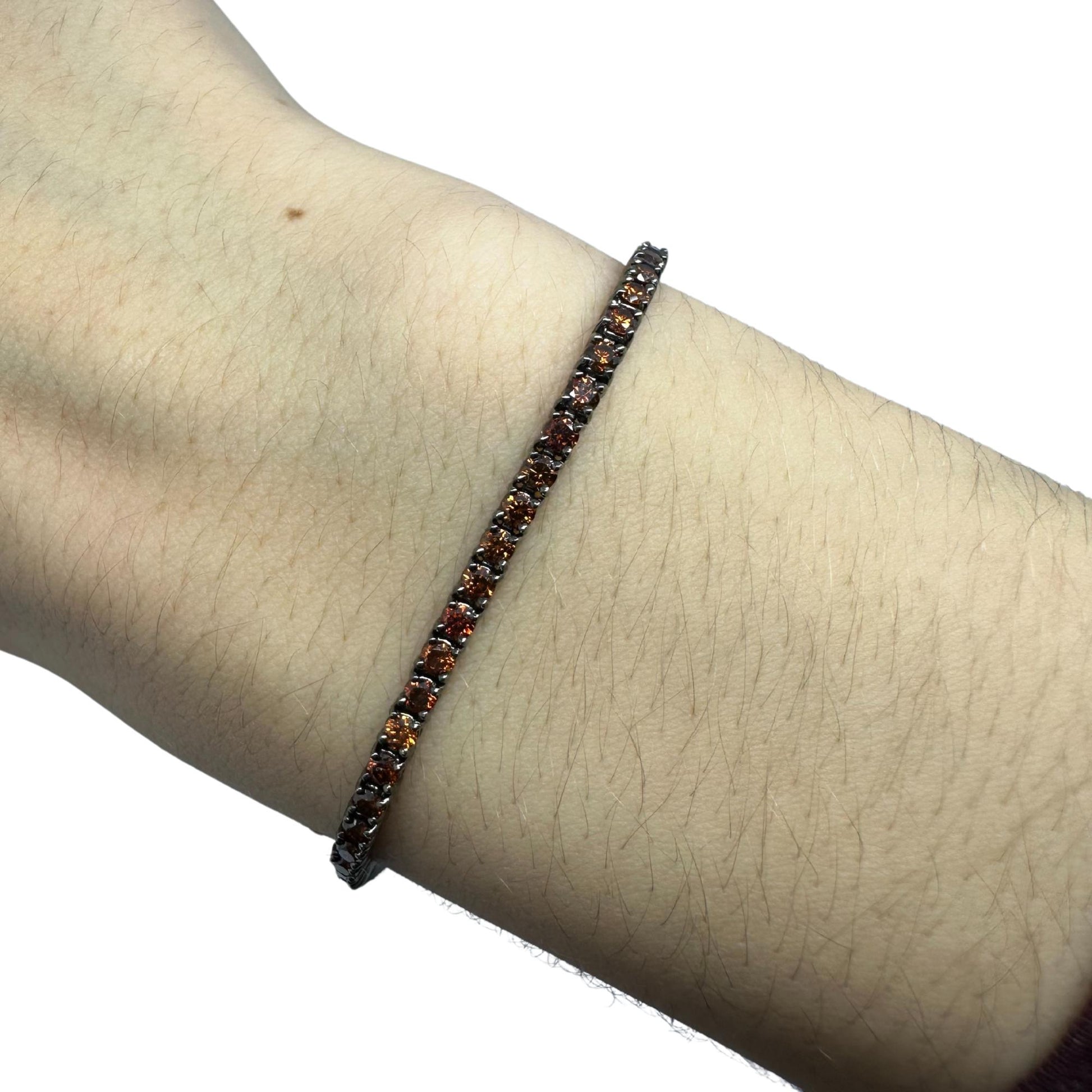 18K 3.05 carat Brown Diamond Tennis Bracelet - 7 inches