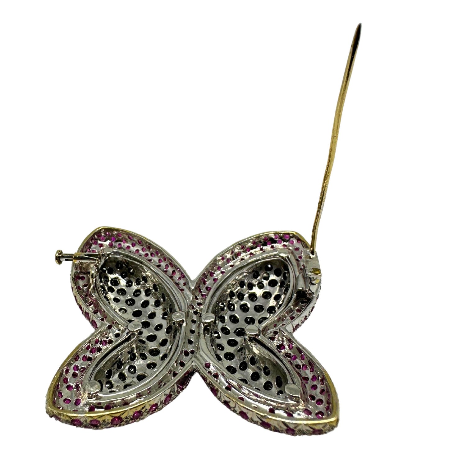 18K Ruby and Black Diamond Butterfly Brooch