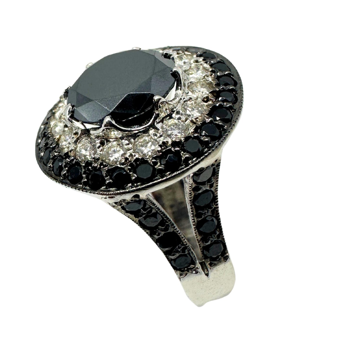 18k Black and White Diamond Ring