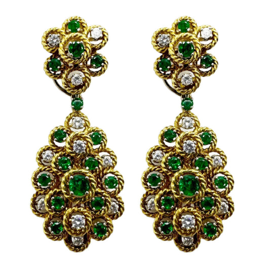 18k Diamond & Emerald Day/Night Earrings