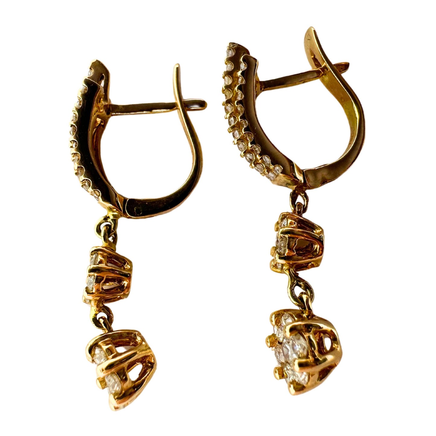 18k Rose Gold Diamond Drop Earrings