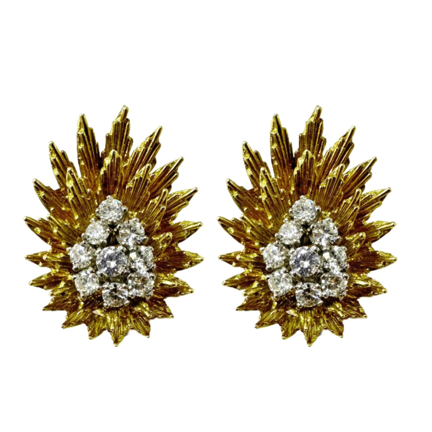 18k Estate Diamond Earrings Signed Yard
