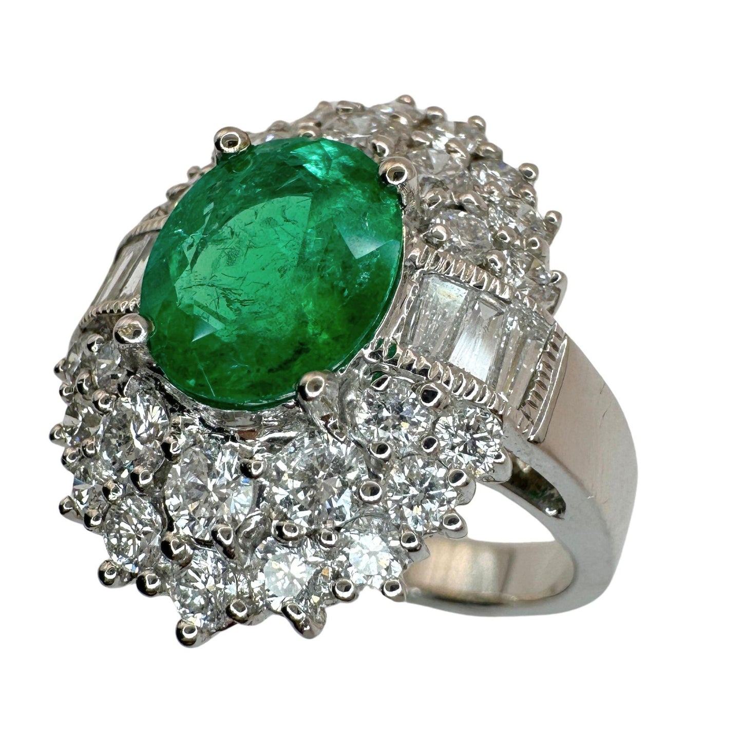 18k Diamond and Emerald Ring