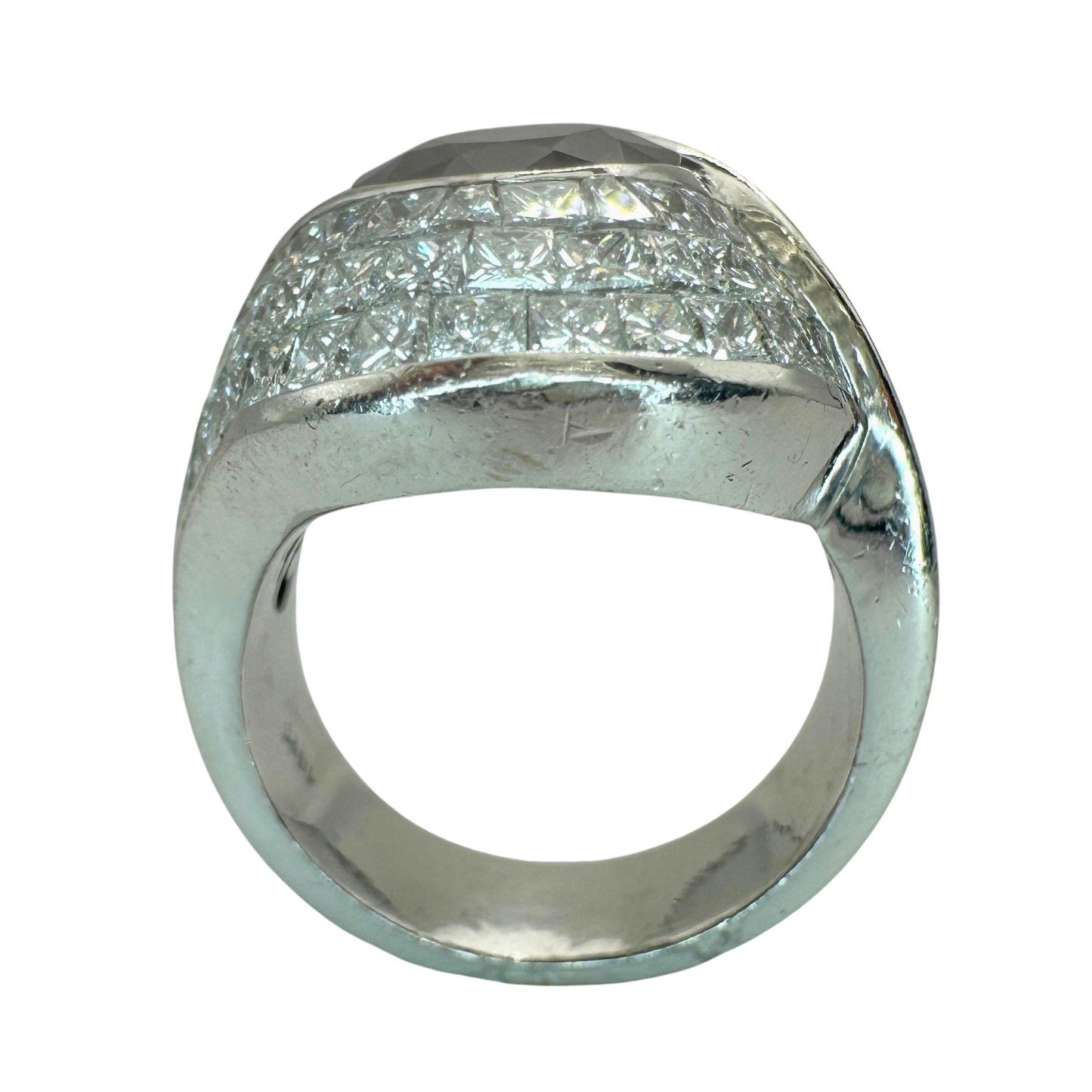 18k Diamond and Sapphire Wide Band Ring