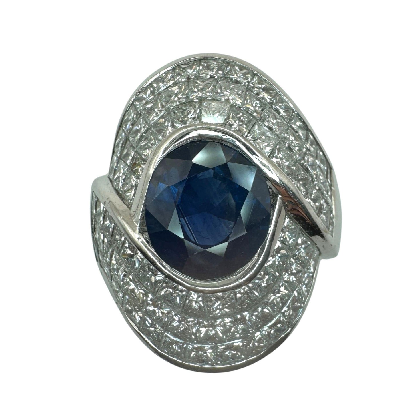 18k Diamond and Sapphire Wide Band Ring