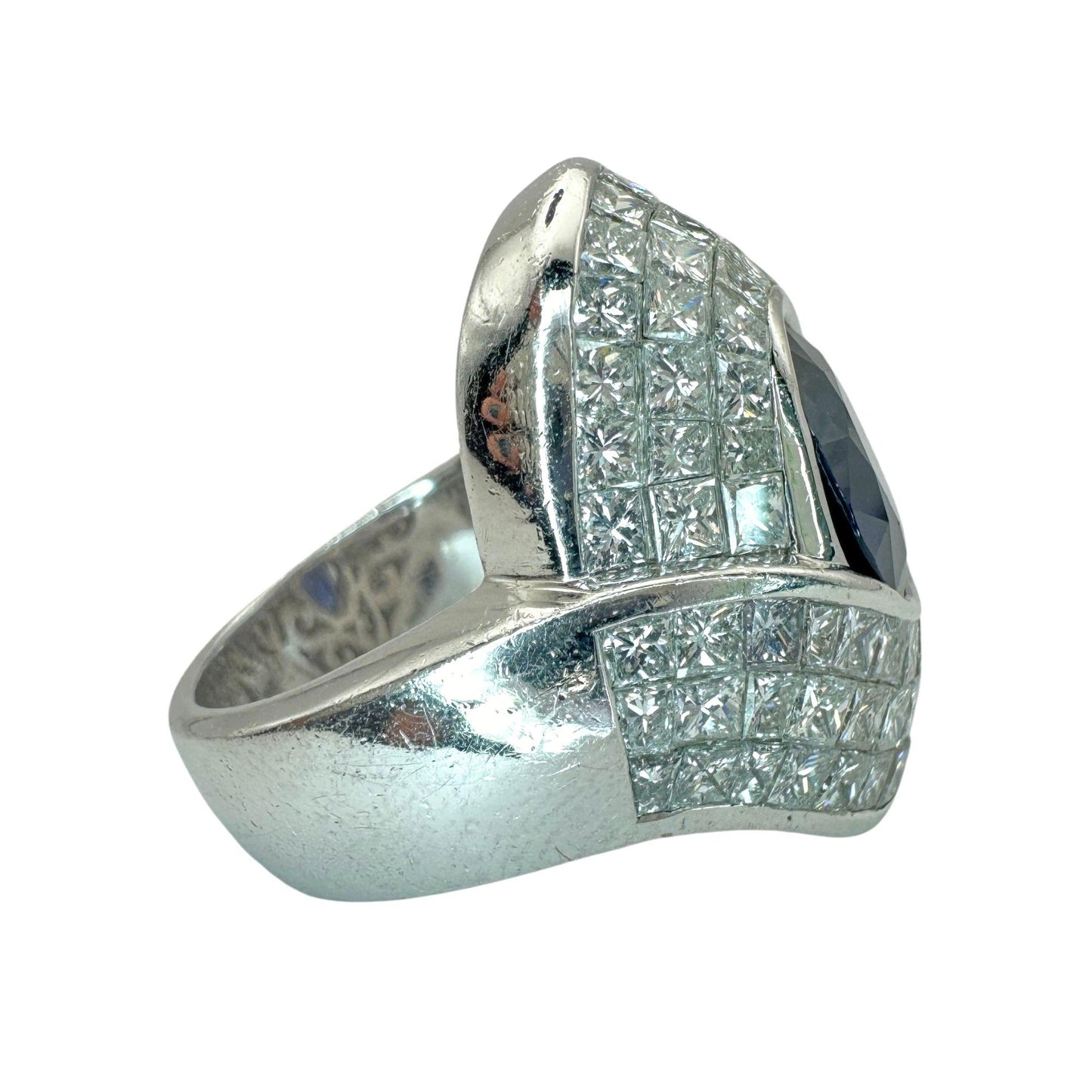 18k Diamond and Sapphire Wide Band Ring