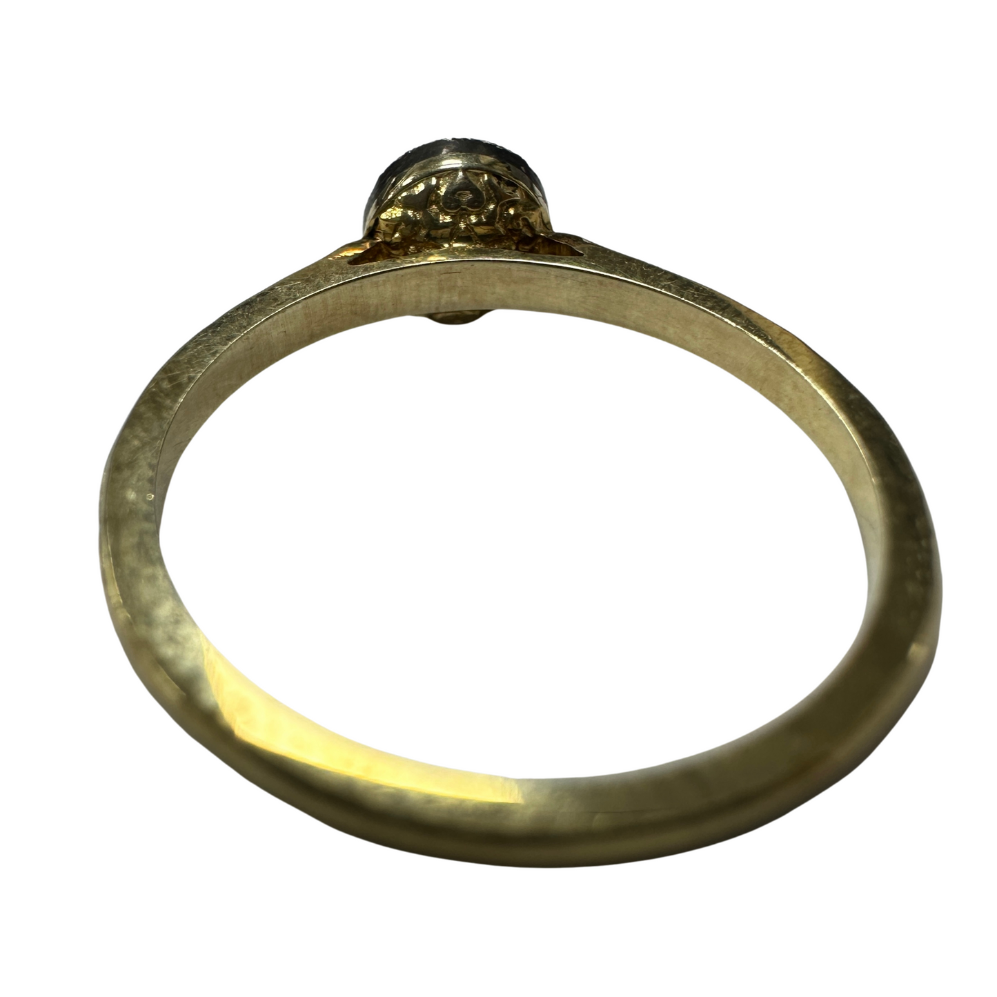 18k Hand Engraved Rose Cut Diamond Ring