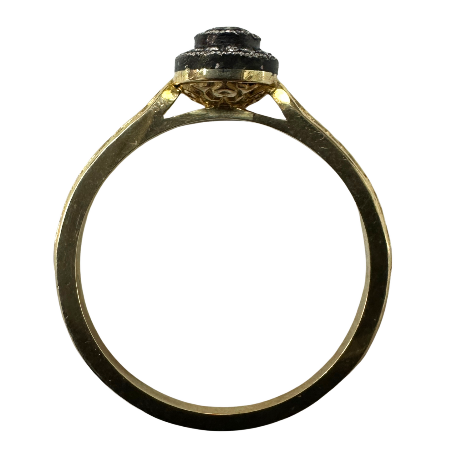 18k Hand Engraved Rose Cut Diamond Ring