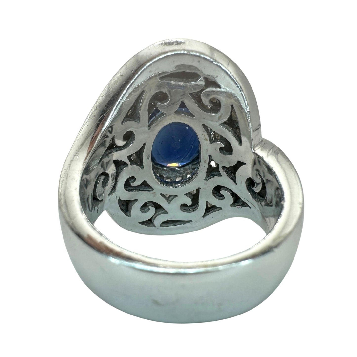 18k Diamond and Sapphire Wide Band Ring