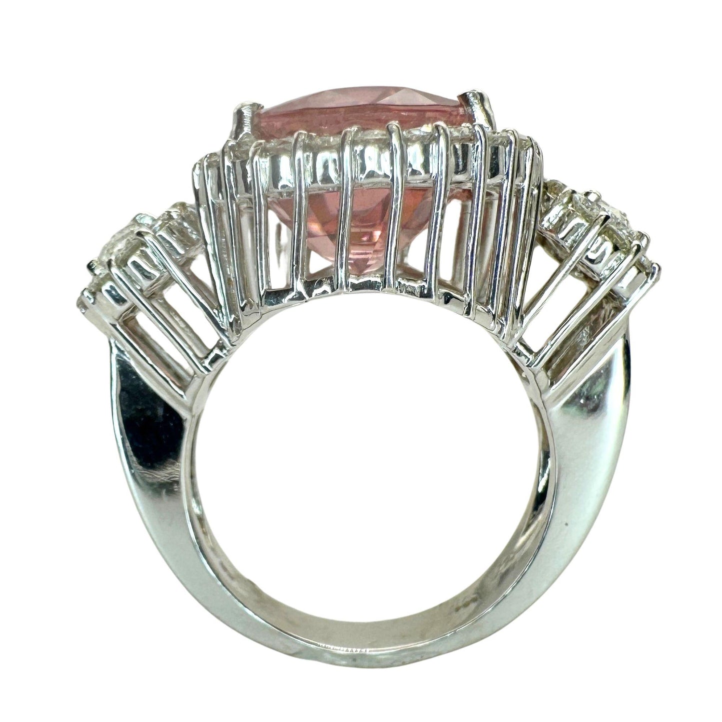 18k Diamond and Pink Stone Center Ring