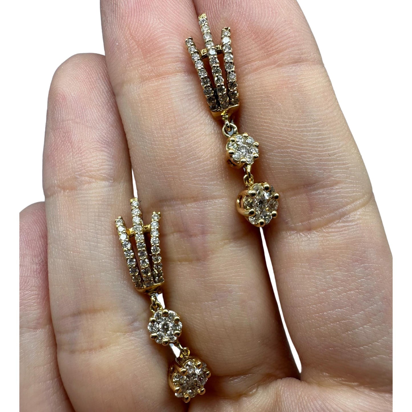 18k Rose Gold Diamond Drop Earrings