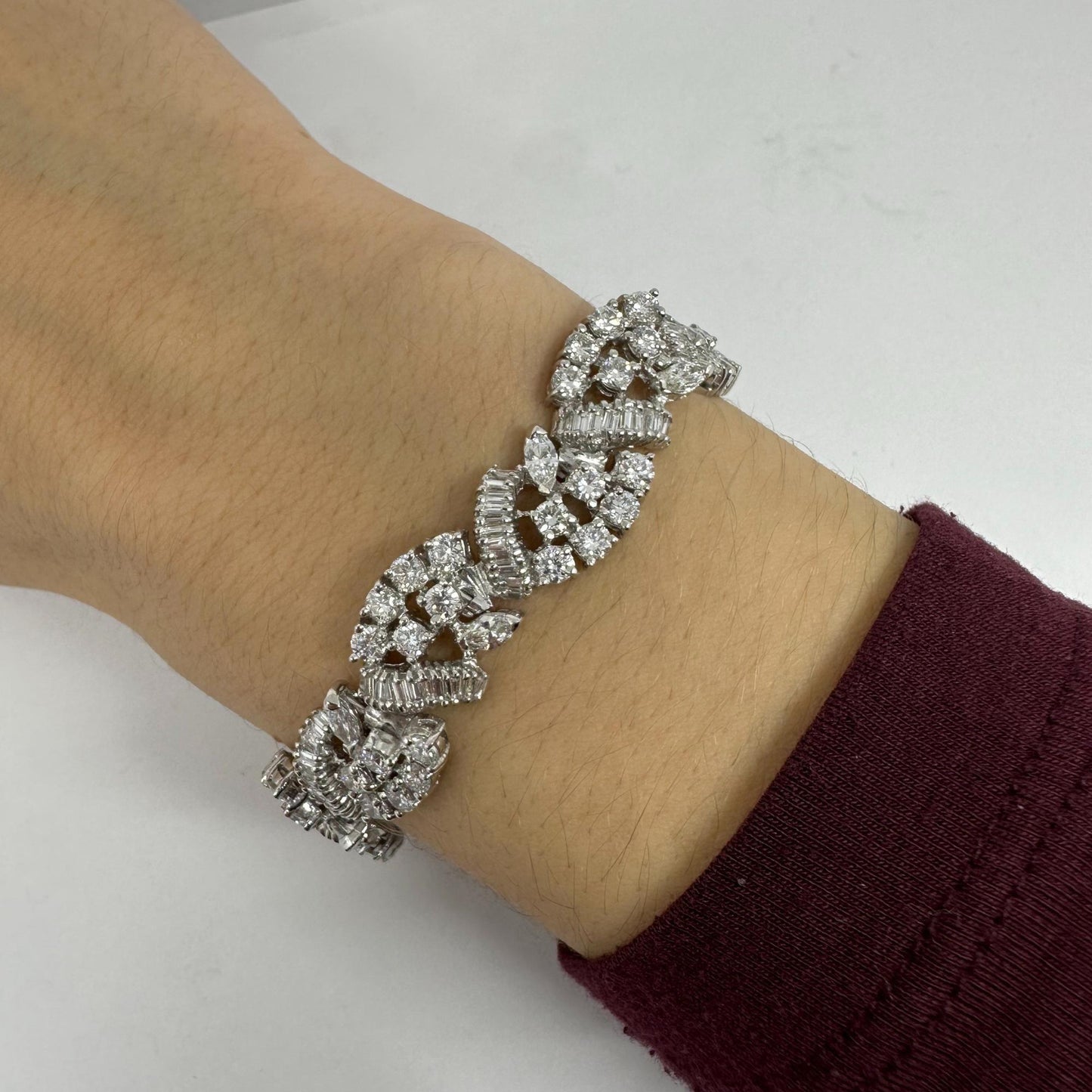 Platinum Mixed Cut Diamond Bracelet