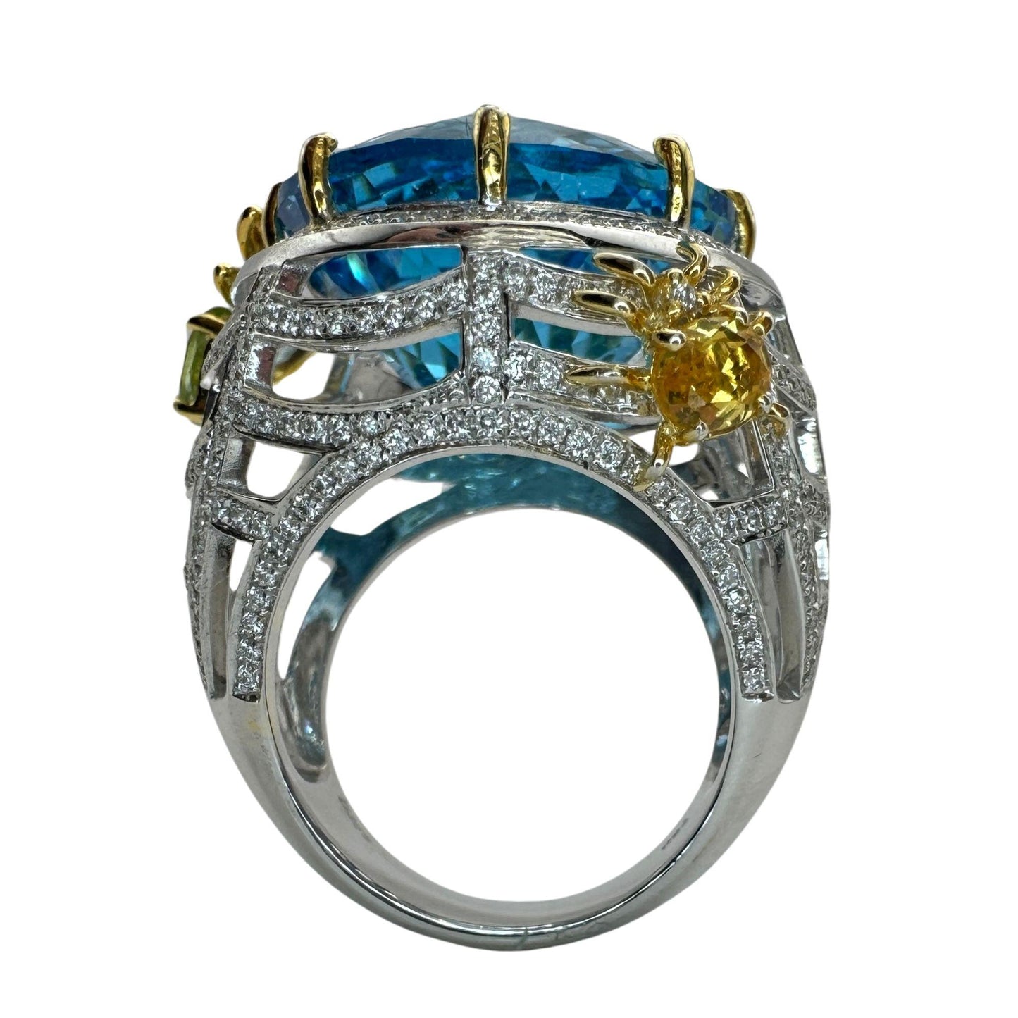 18k Diamond and Multi Colored Stone Cocktail Ring