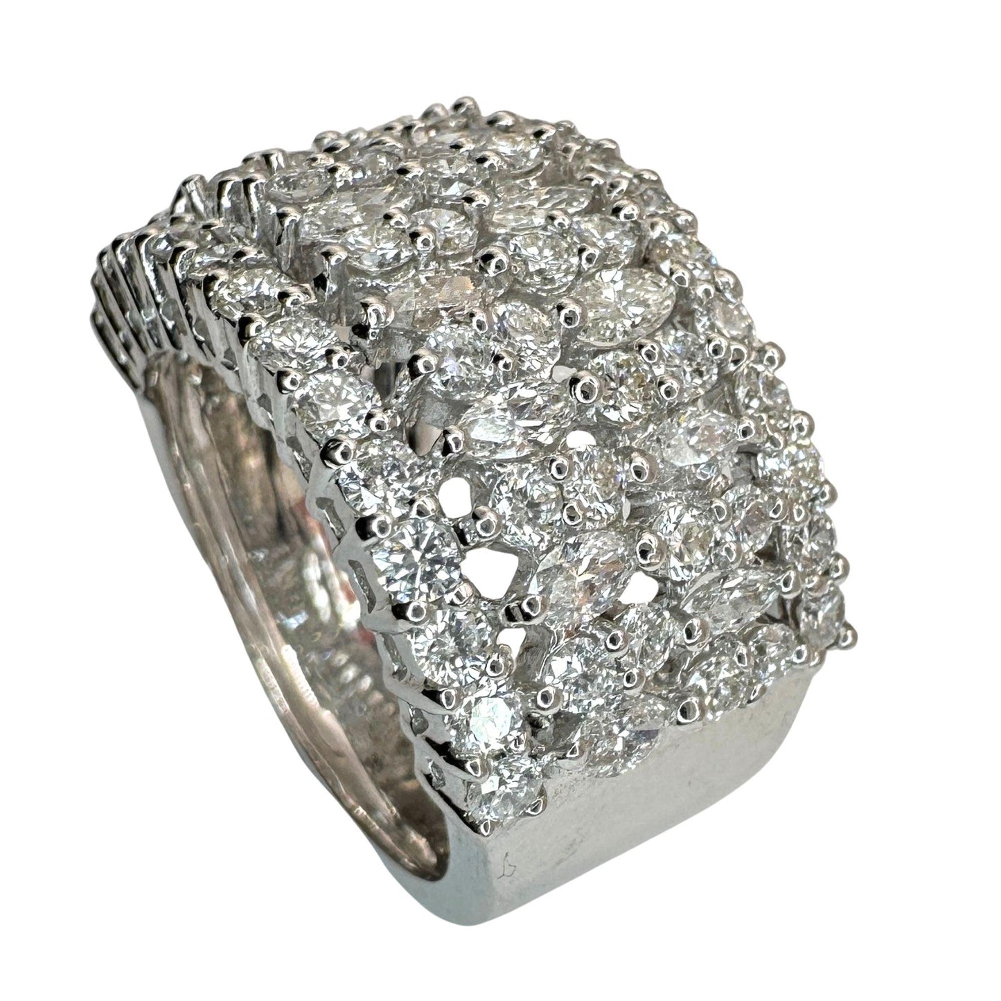18k Marquise Cut Diamond Wide Band Ring