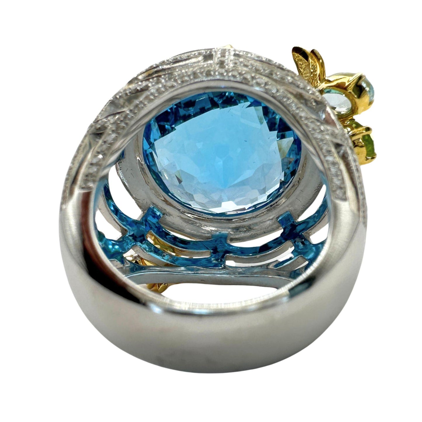 18k Diamond and Multi Colored Stone Cocktail Ring