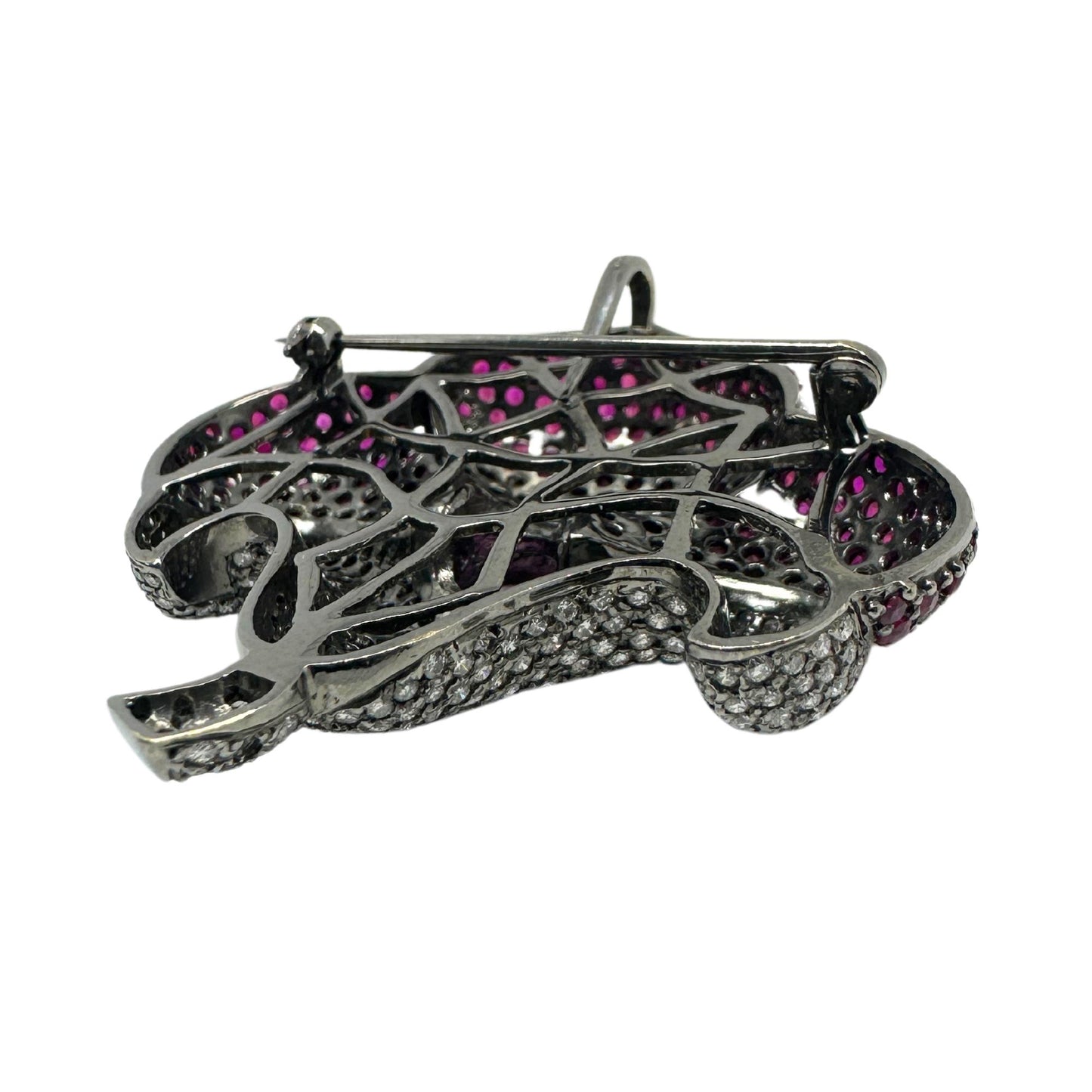 18K Diamond, Ruby and Pink Sapphire Pendant and Brooch