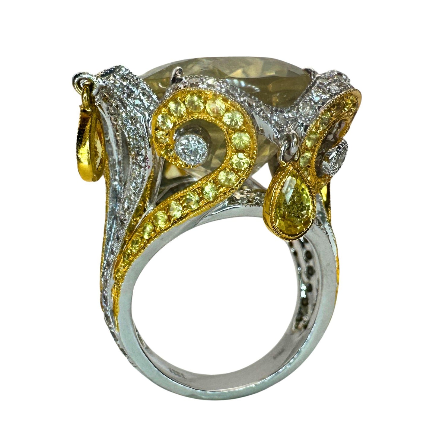 18k Diamond and Yellow Sapphire Cocktail Ring.