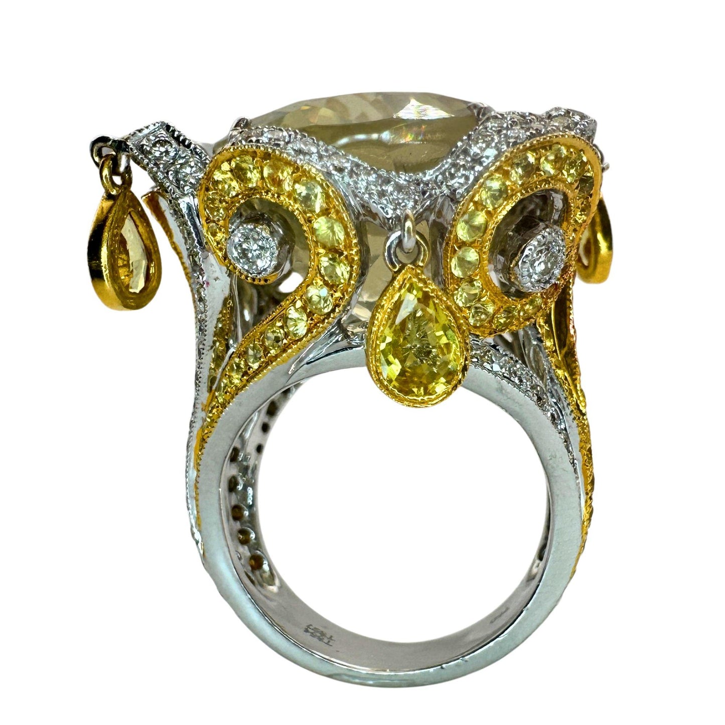 18k Diamond and Yellow Sapphire Cocktail Ring.