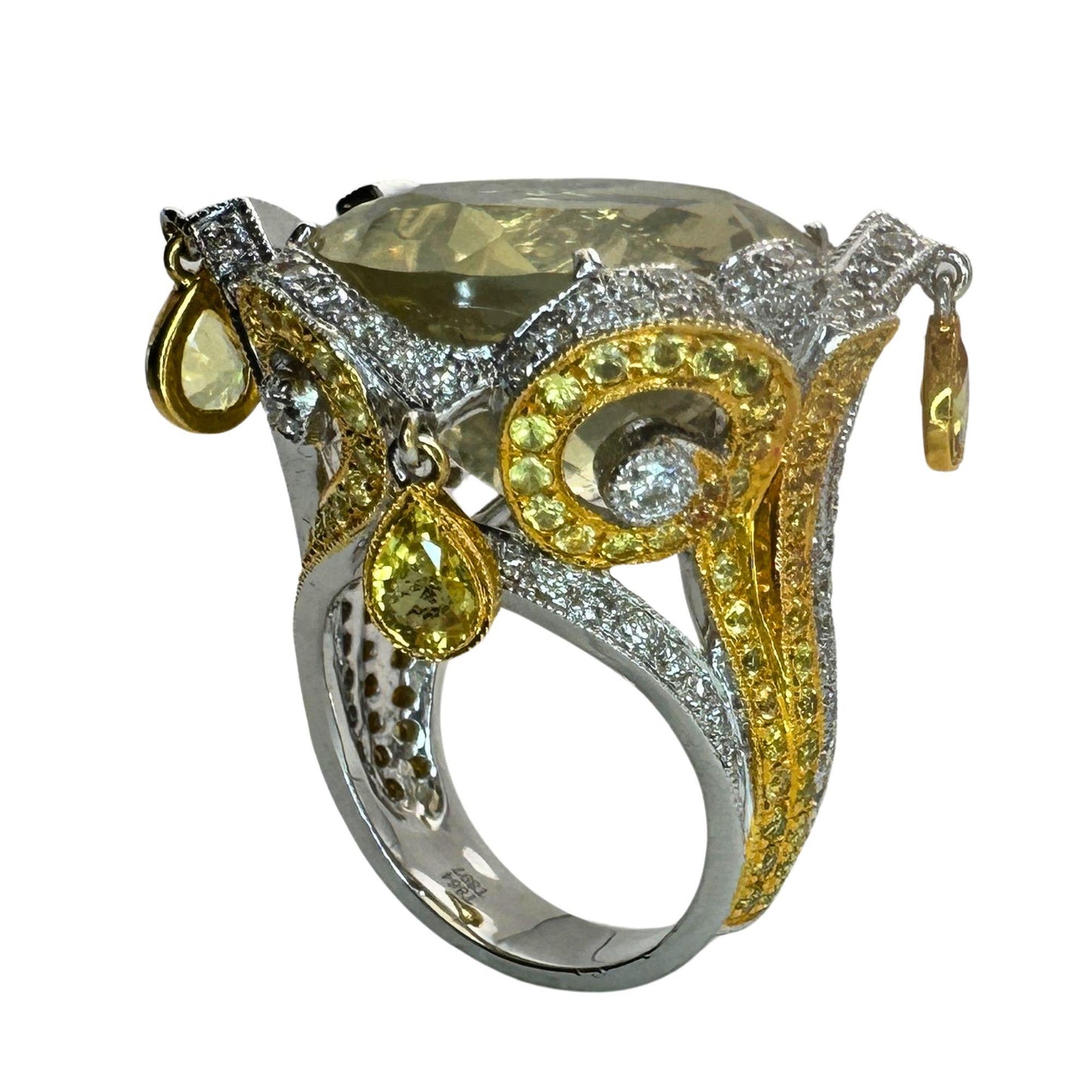18k Diamond and Yellow Sapphire Cocktail Ring.