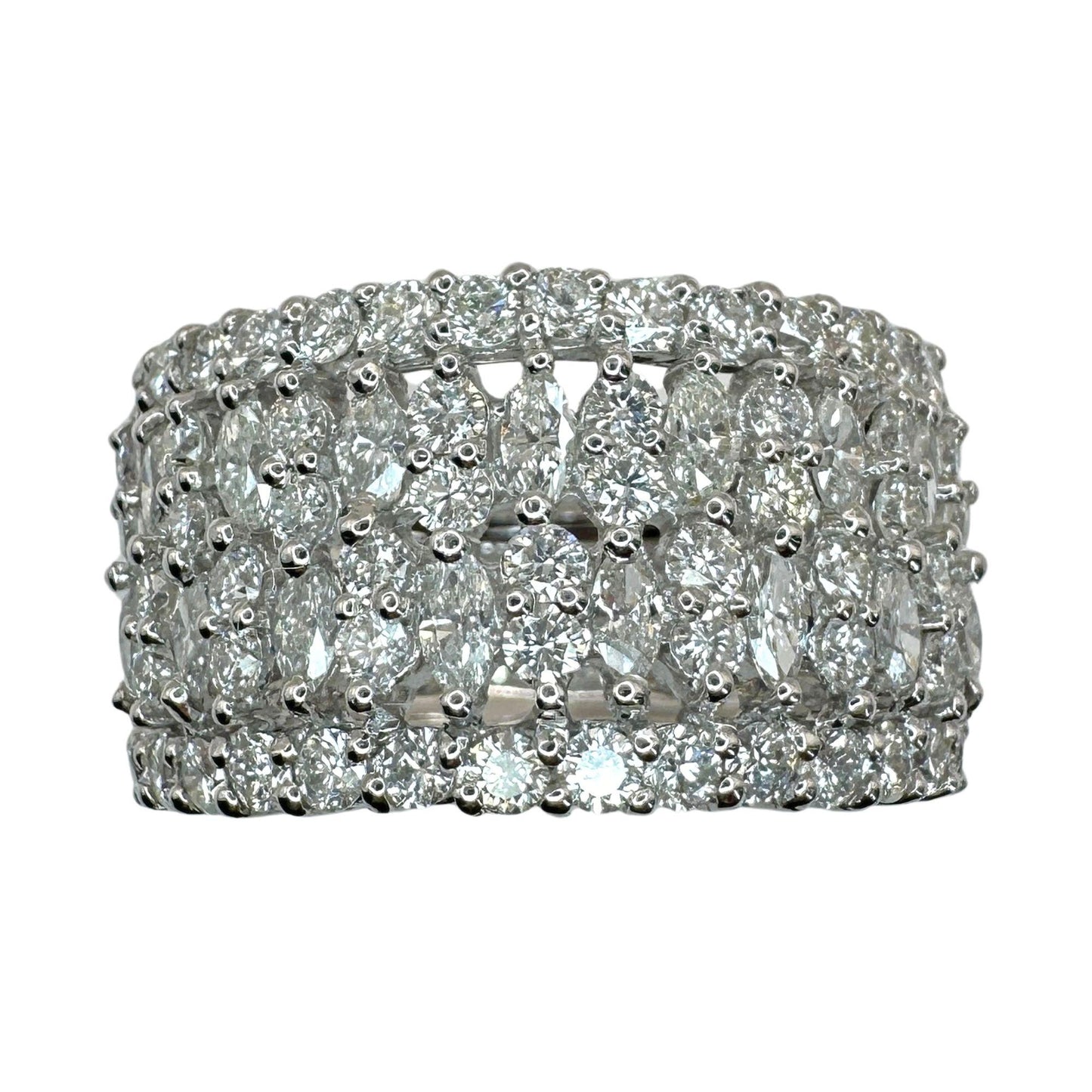 18k Marquise Cut Diamond Wide Band Ring