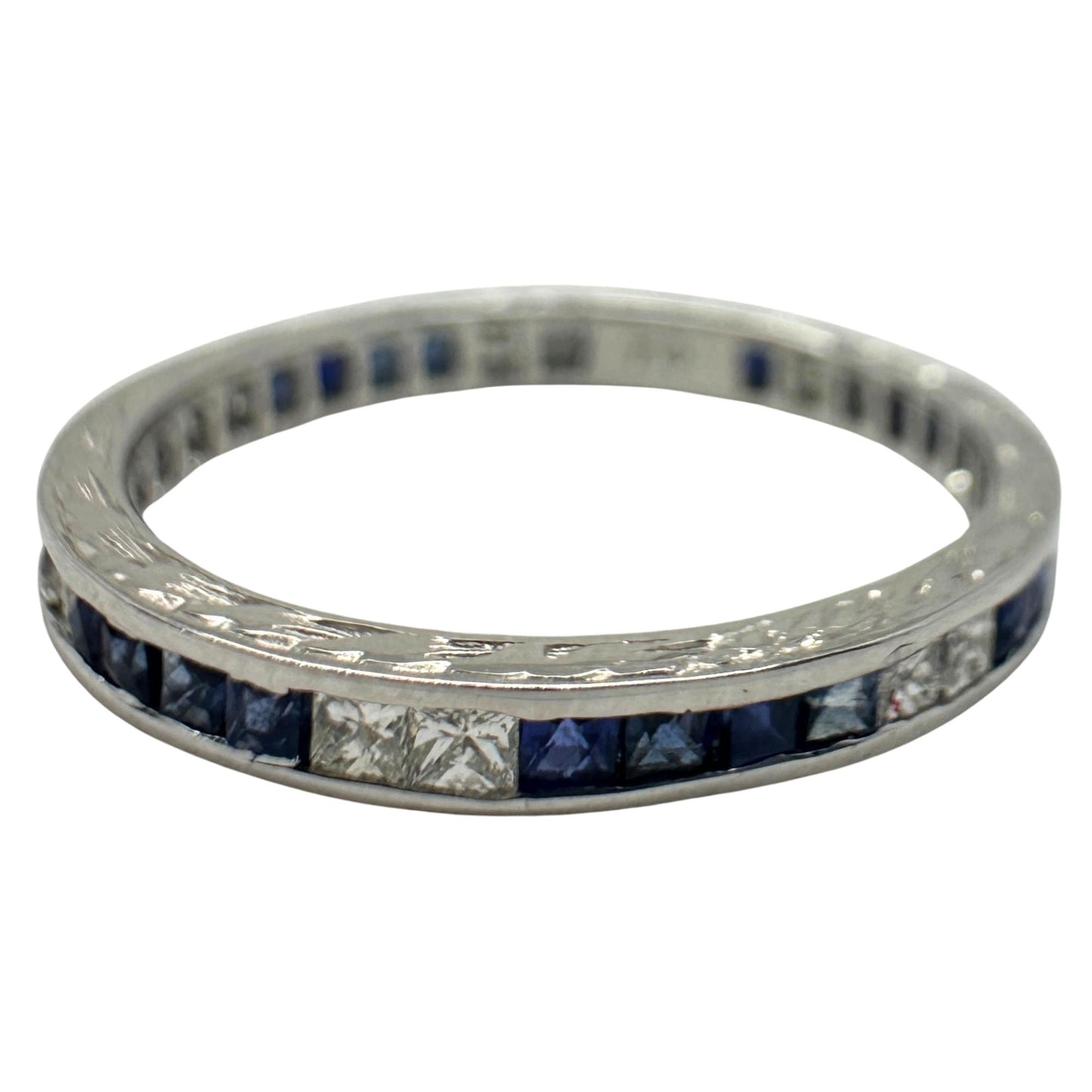 18K White Gold Diamond and Sapphire Band