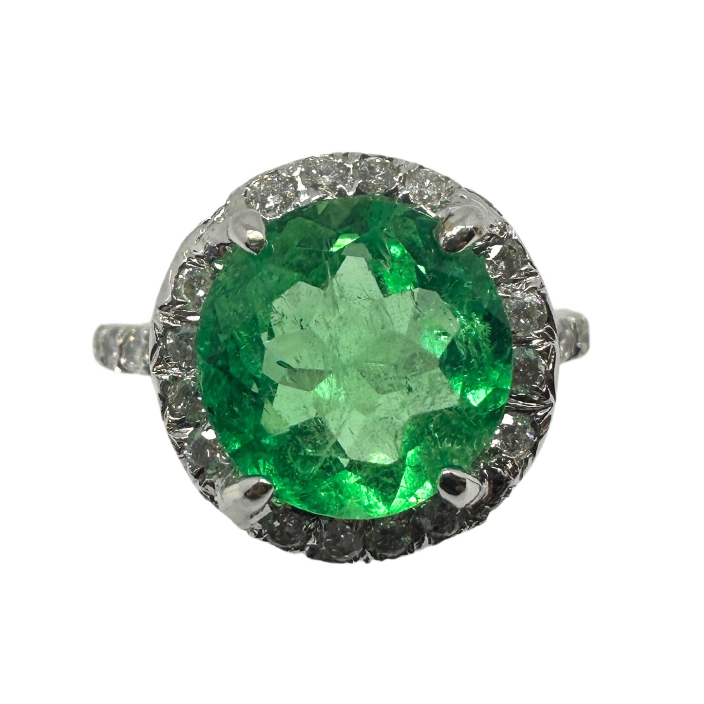 18k Diamond and Emerald Ring