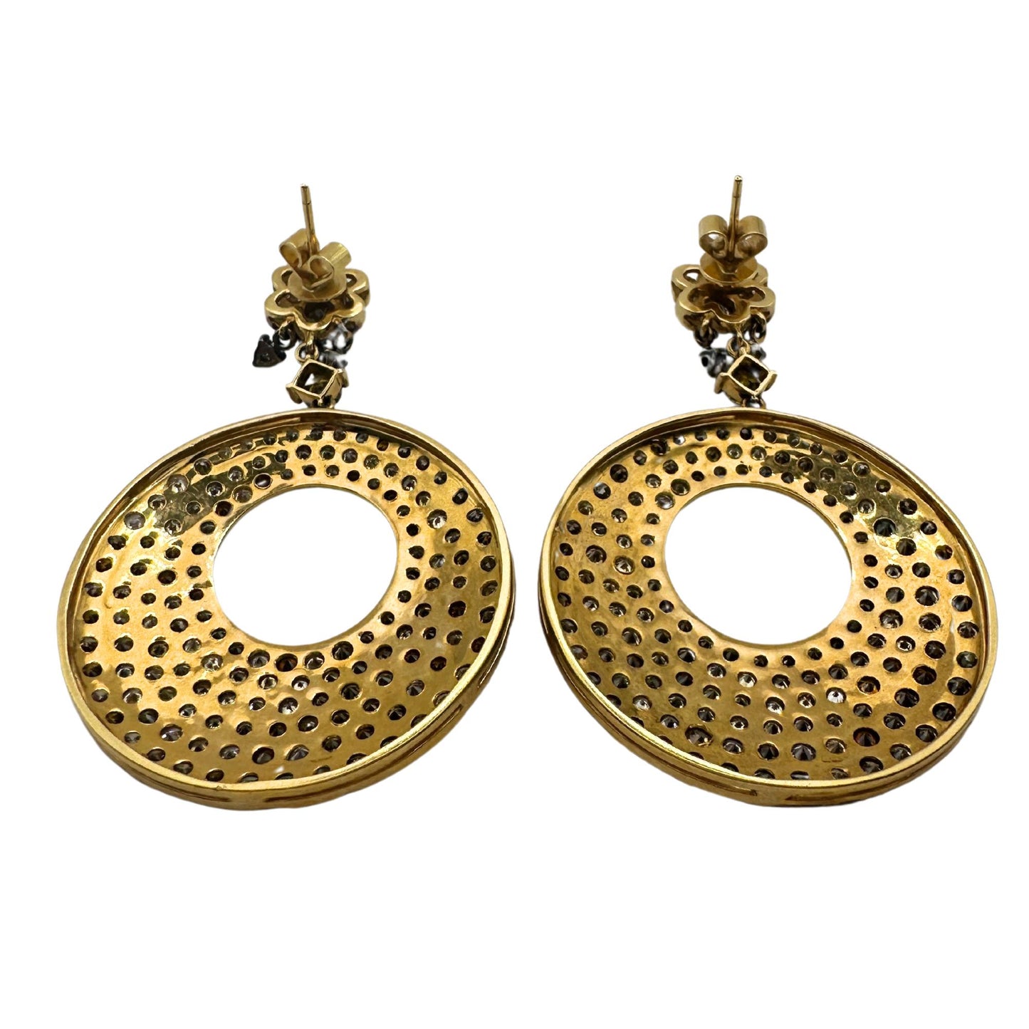 18K Yellow Gold Multicolor Diamond Earrings