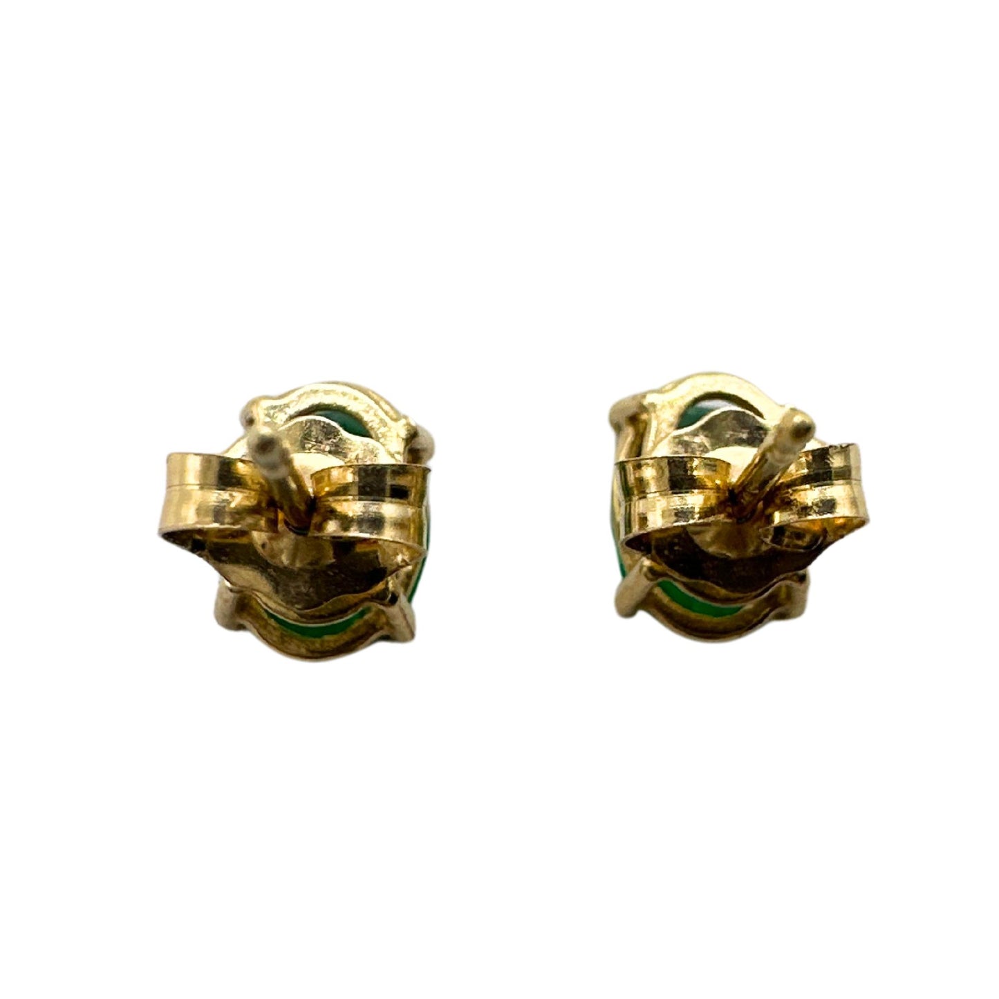 14k Yellow Gold Emerald Stud Earrings
