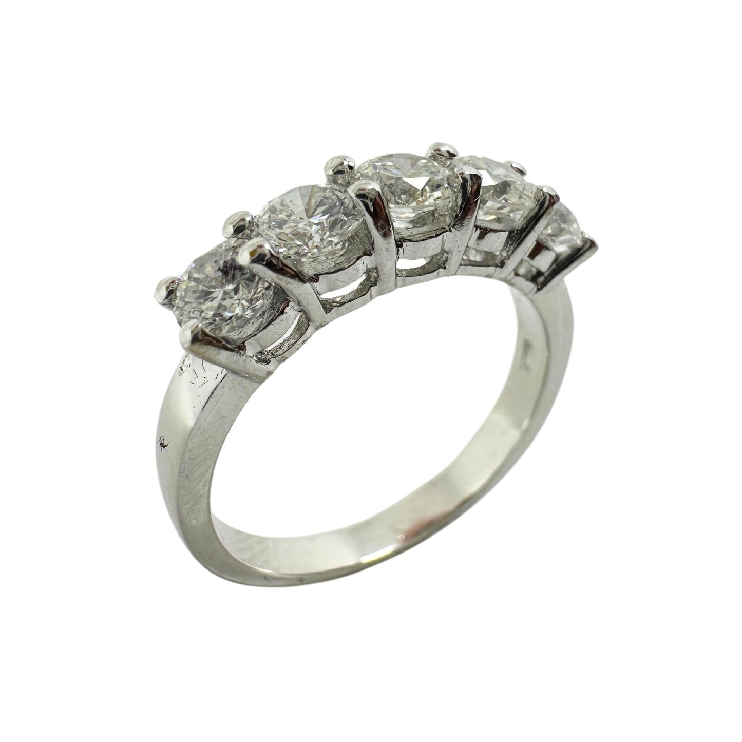 18K White Gold Five Stone Diamond Band