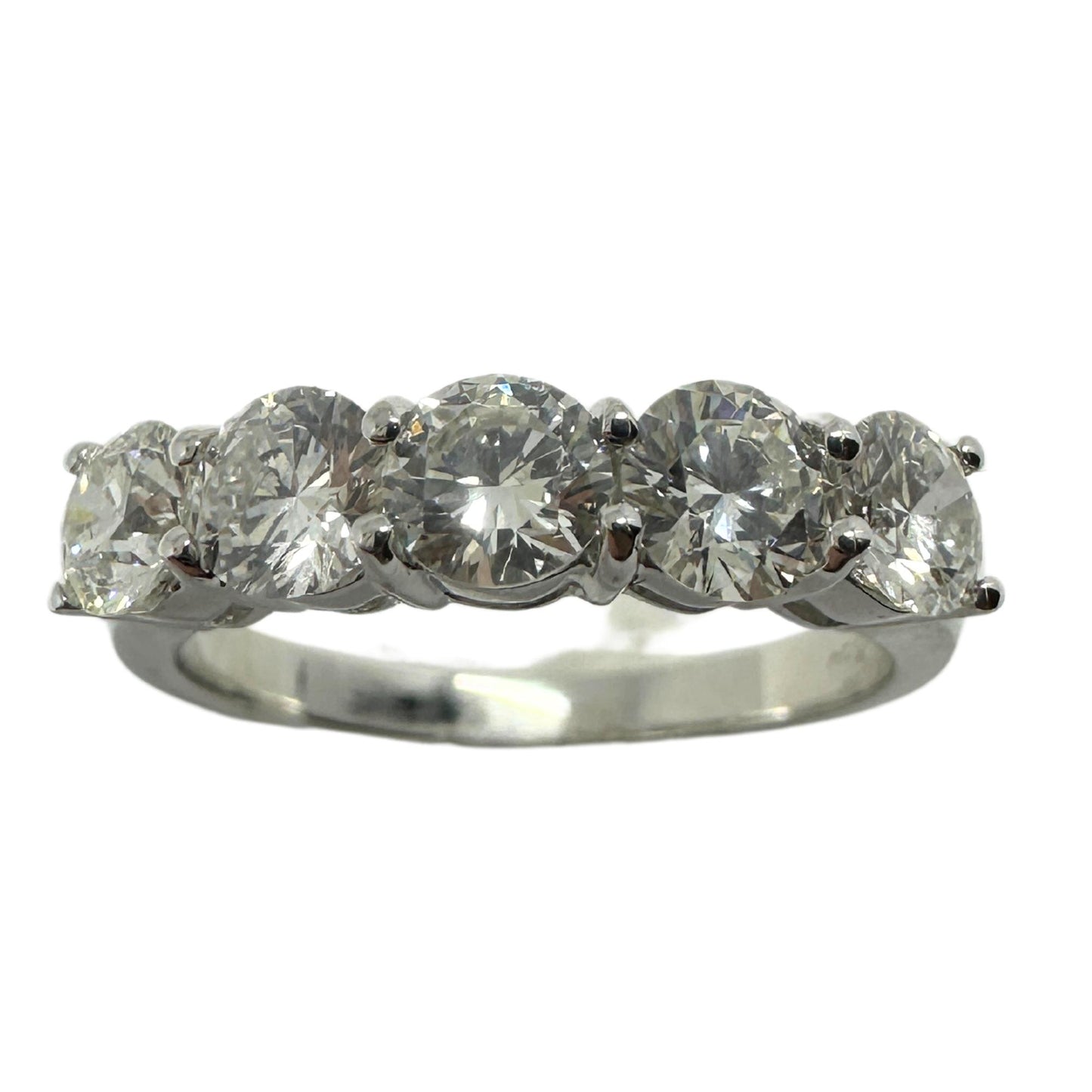 18K White Gold Five Stone Diamond Band Ring