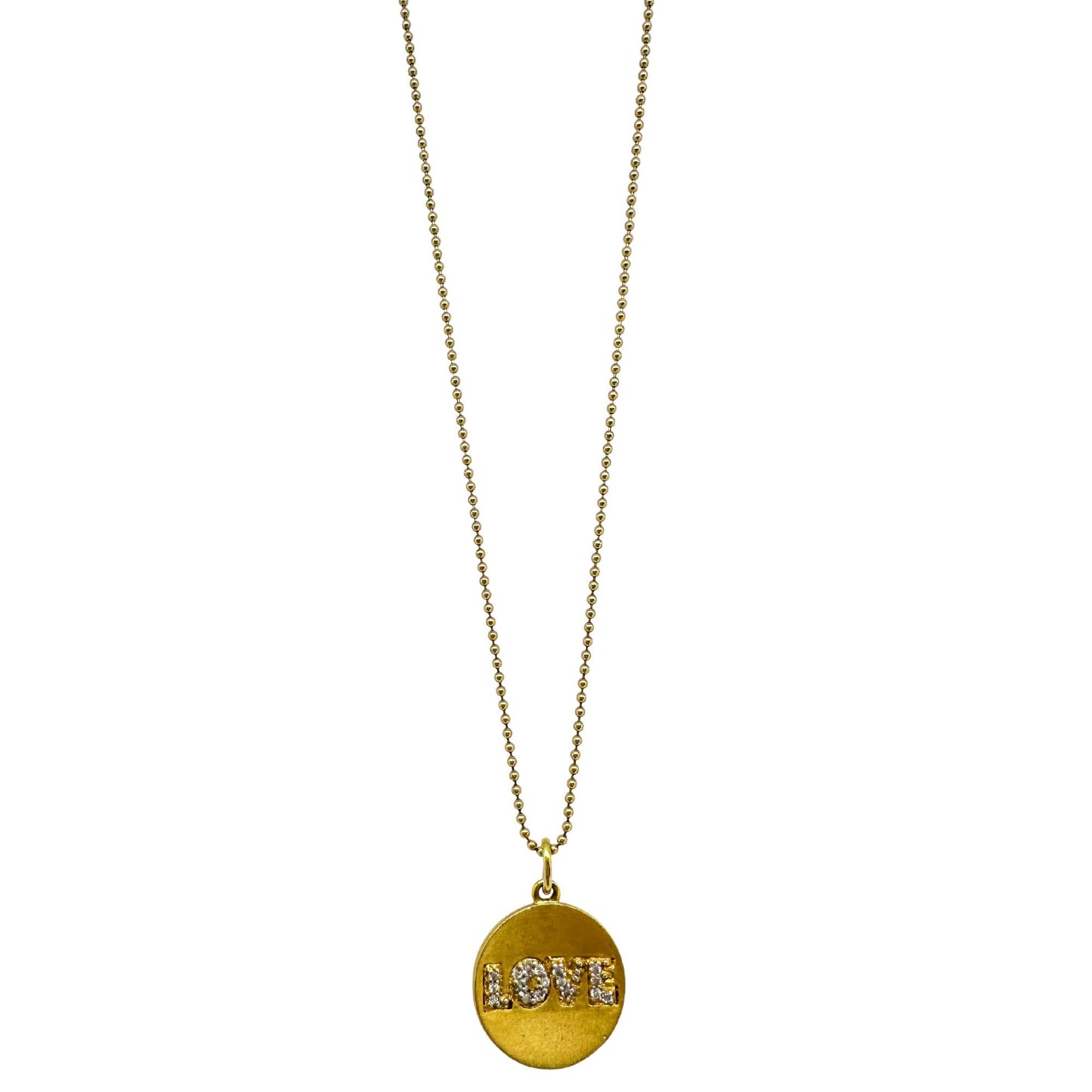 14K Yellow Gold Diamond Love Pendant Necklace