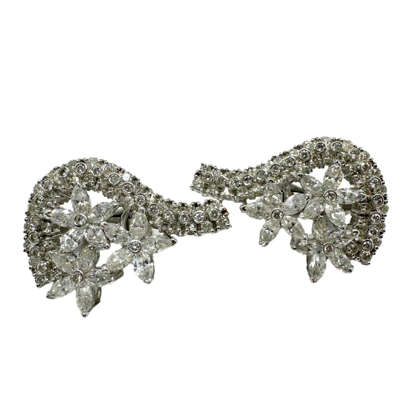 18K White Gold Marquise Cut Diamond Earrings