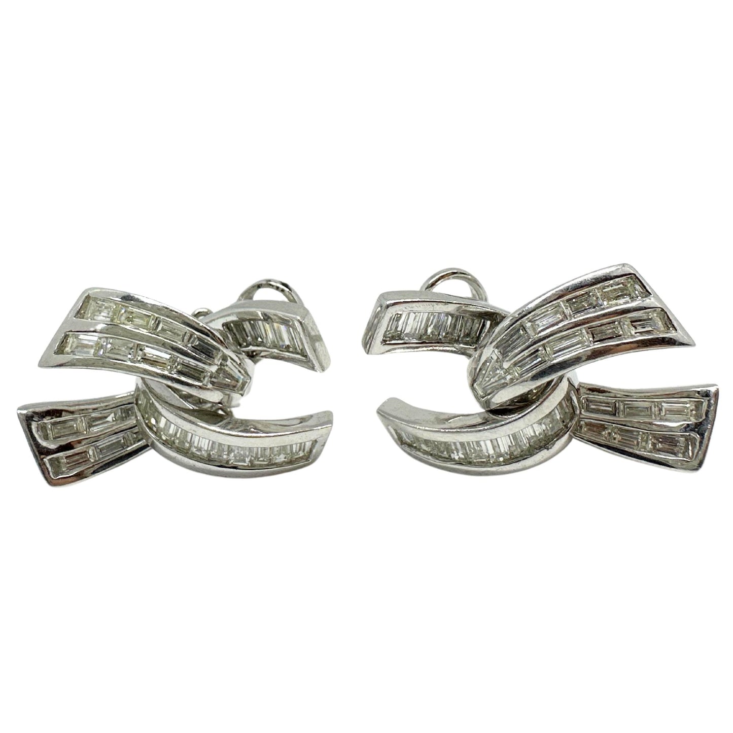 Platinum Baguette Cut Diamond Earrings