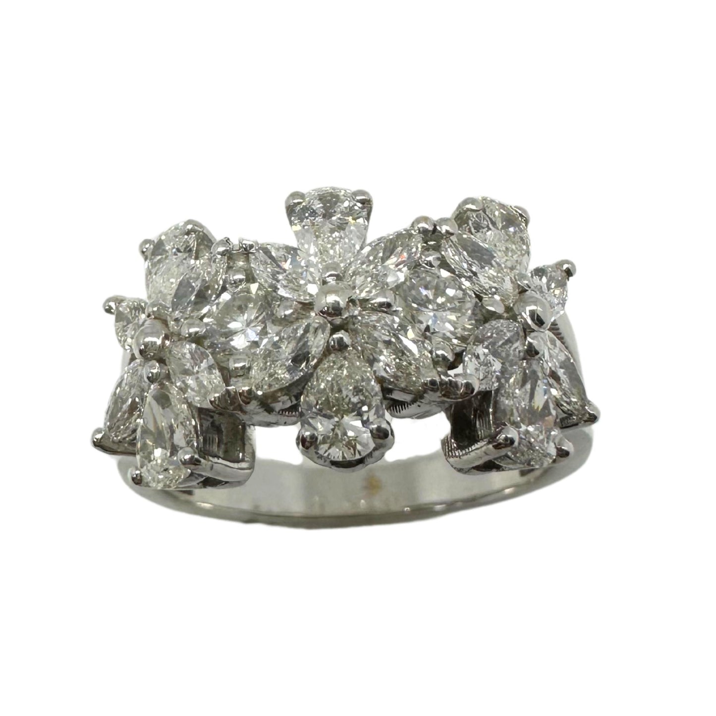 18K White Gold Marquise and Pear Cut Diamond Band Ring