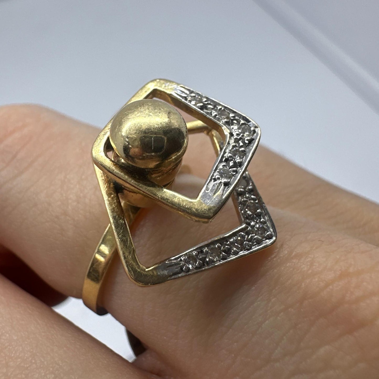 14K Estate Yellow Gold Diamond Fidget Spinning Ring