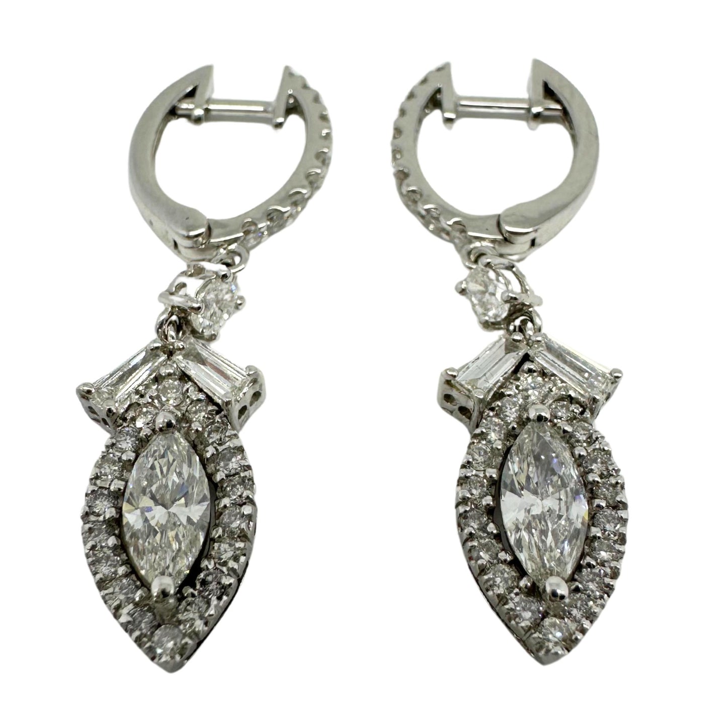 18K White Gold Marquise Diamond Earrings