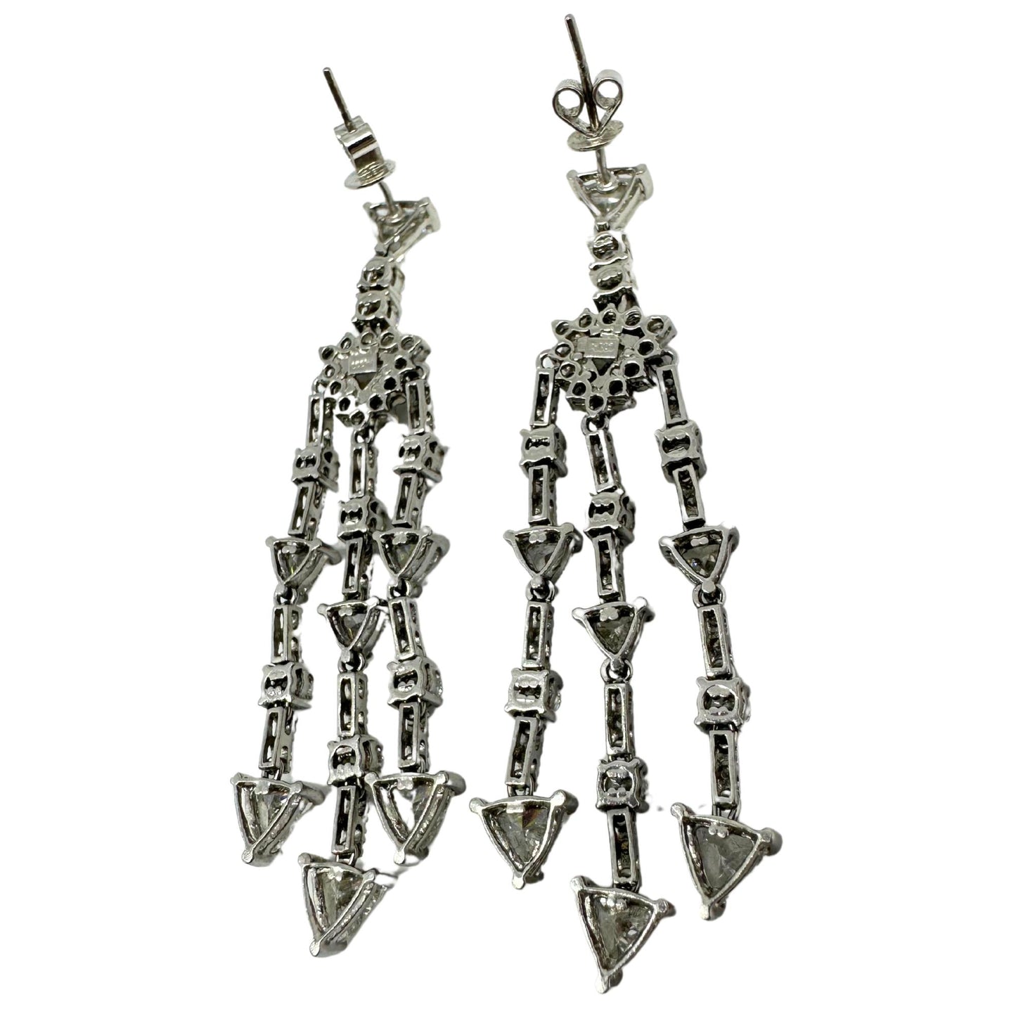 Platinum Trillion Cut Diamond Drop Earrings