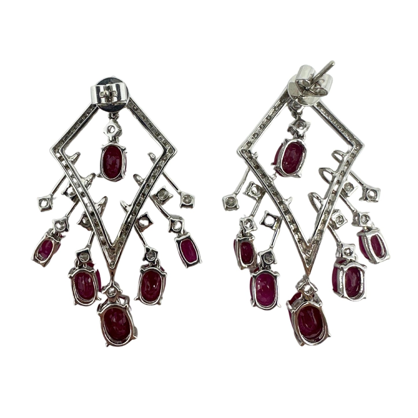 18K White Gold Diamond and Ruby Earrings