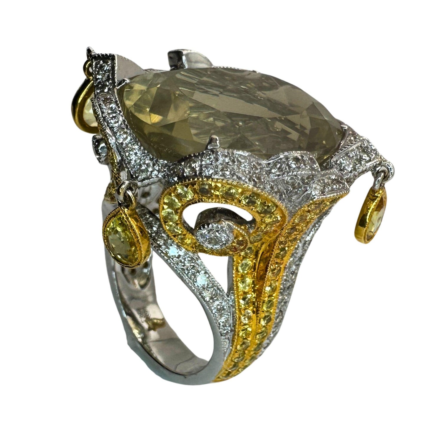 18k Diamond and Yellow Sapphire Cocktail Ring.