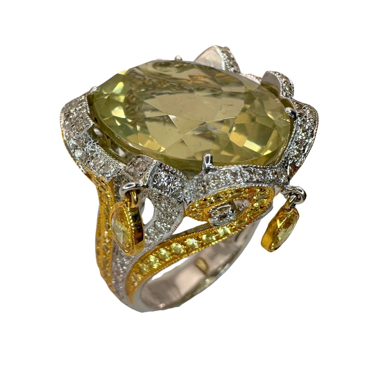 18k Diamond and Yellow Sapphire Cocktail Ring.
