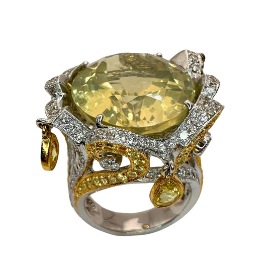 18k Diamond and Yellow Sapphire Cocktail Ring.