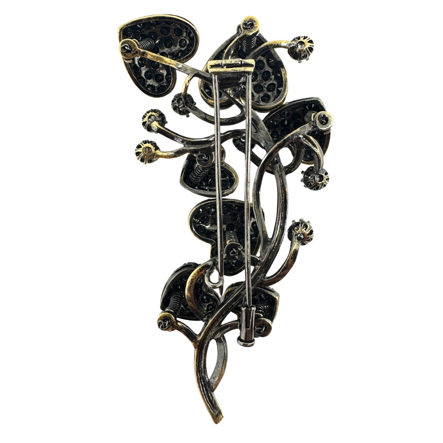 18K Black and White Diamond Heart Brooch