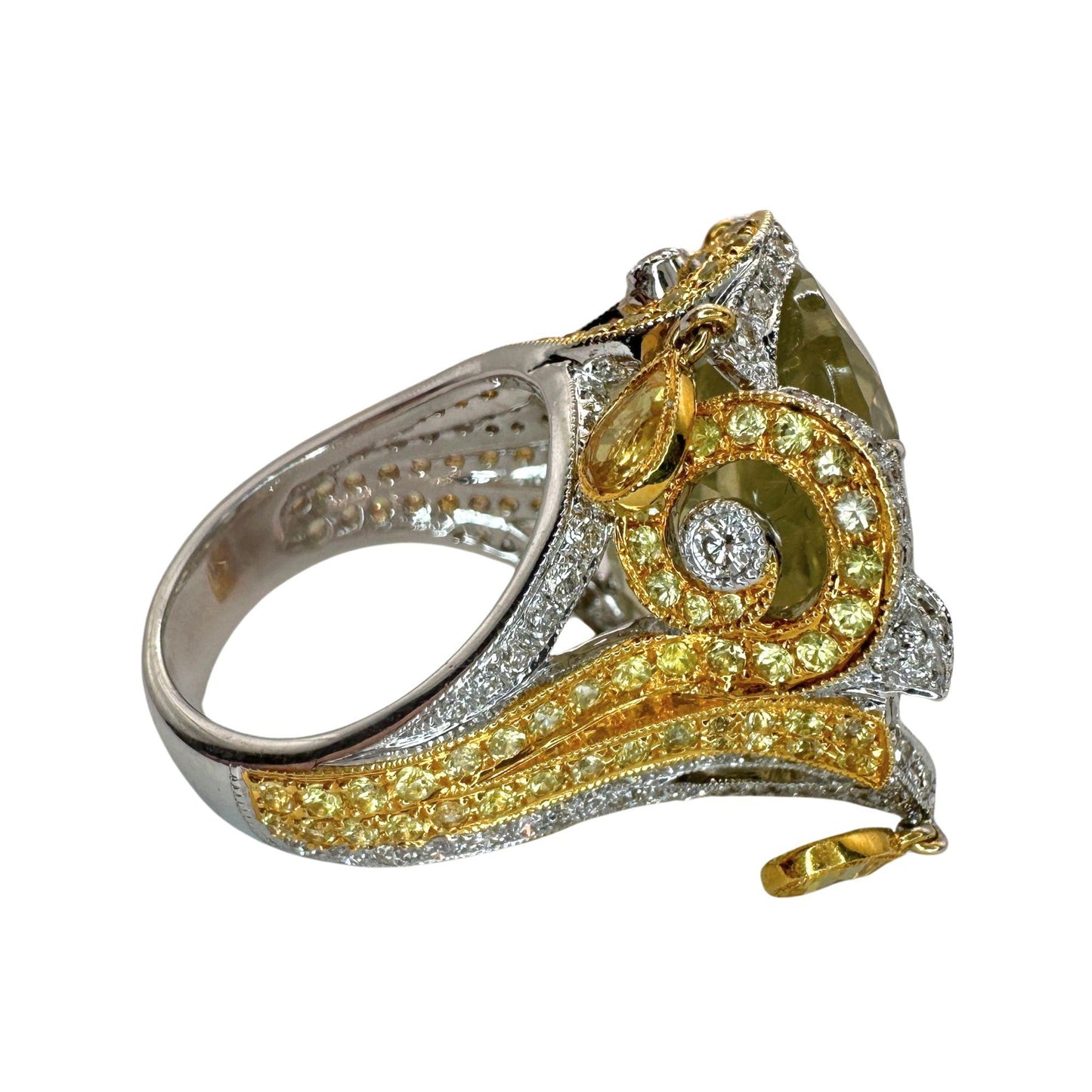 18k Diamond and Yellow Sapphire Cocktail Ring.