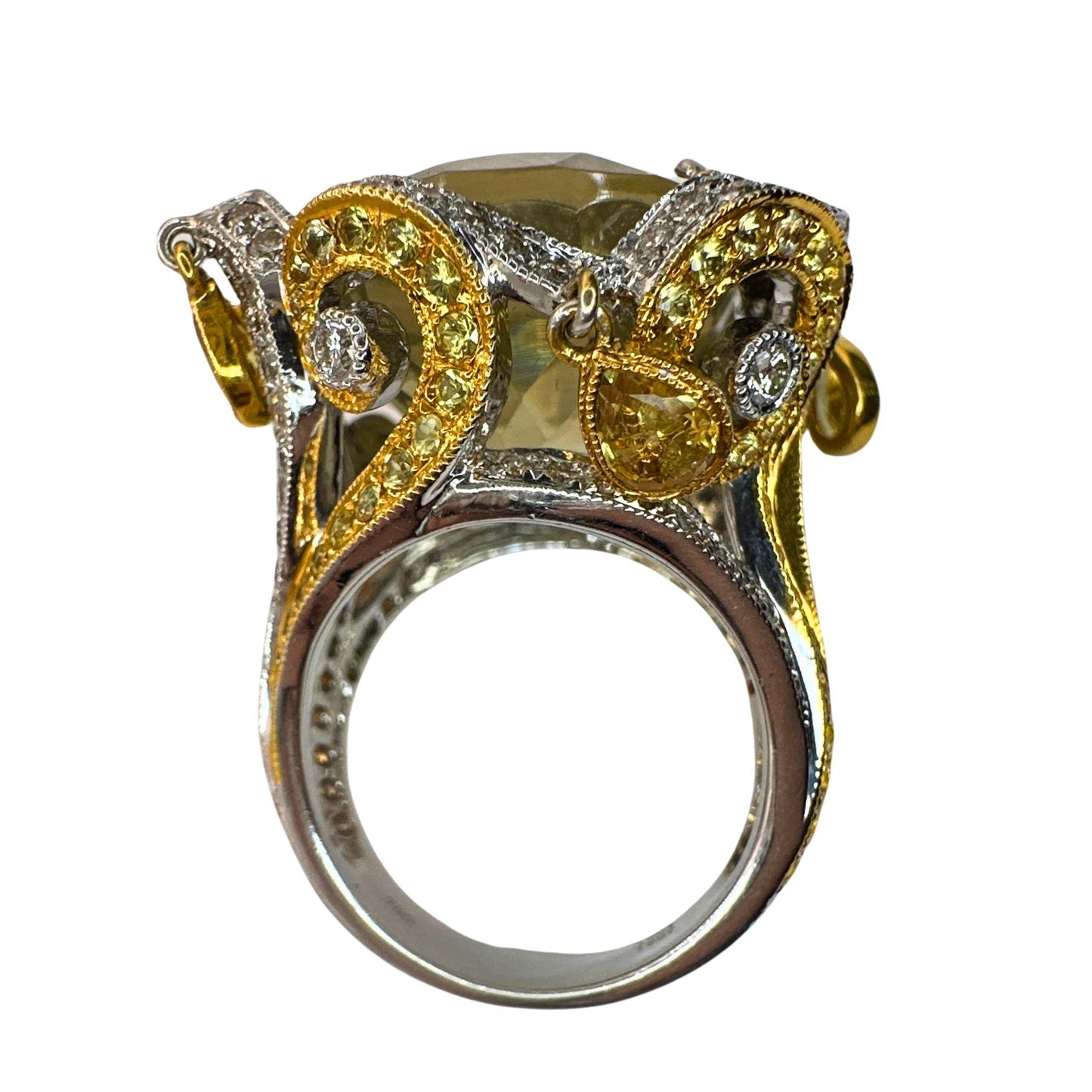 18k Diamond and Yellow Sapphire Cocktail Ring.