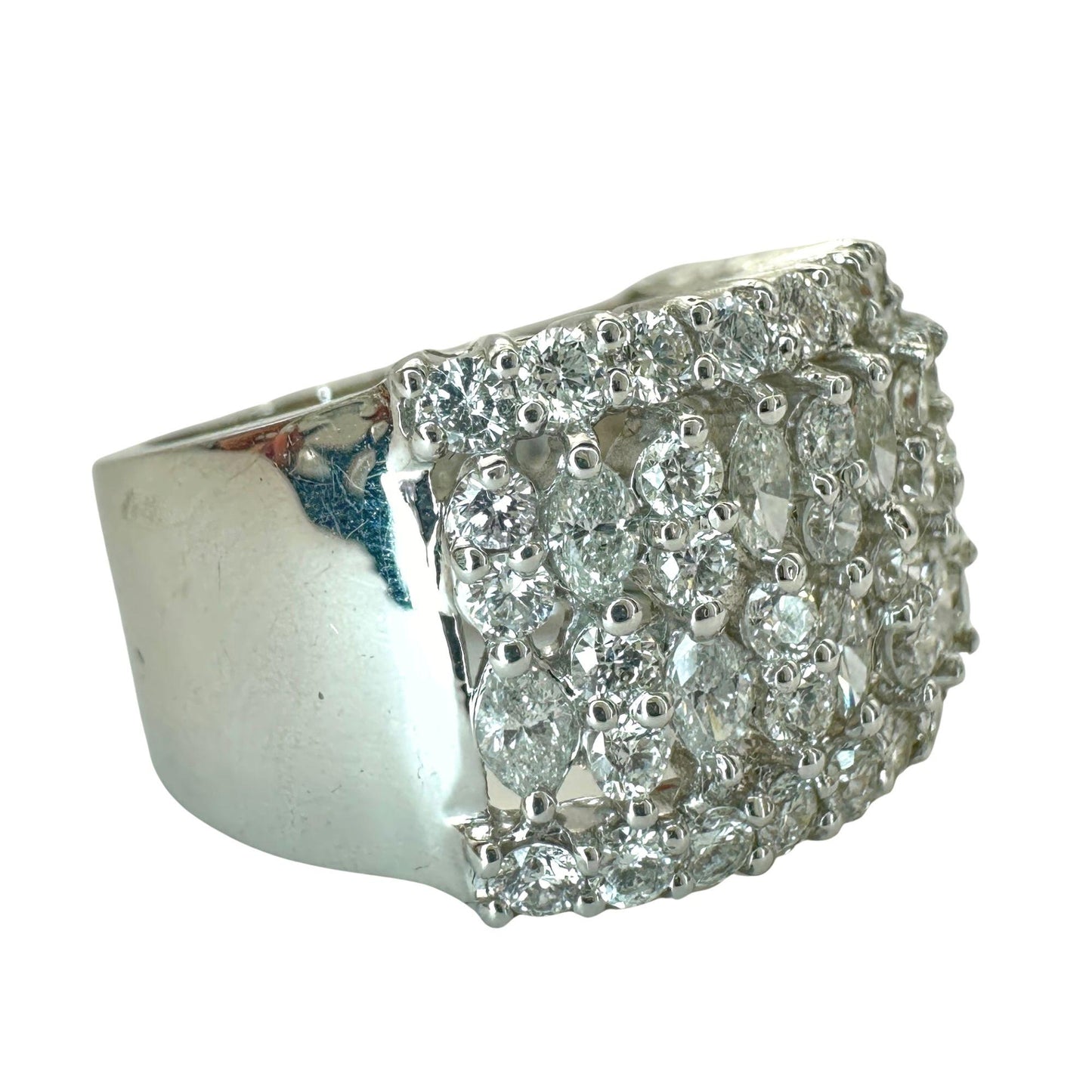 18k Marquise Cut Diamond Wide Band Ring