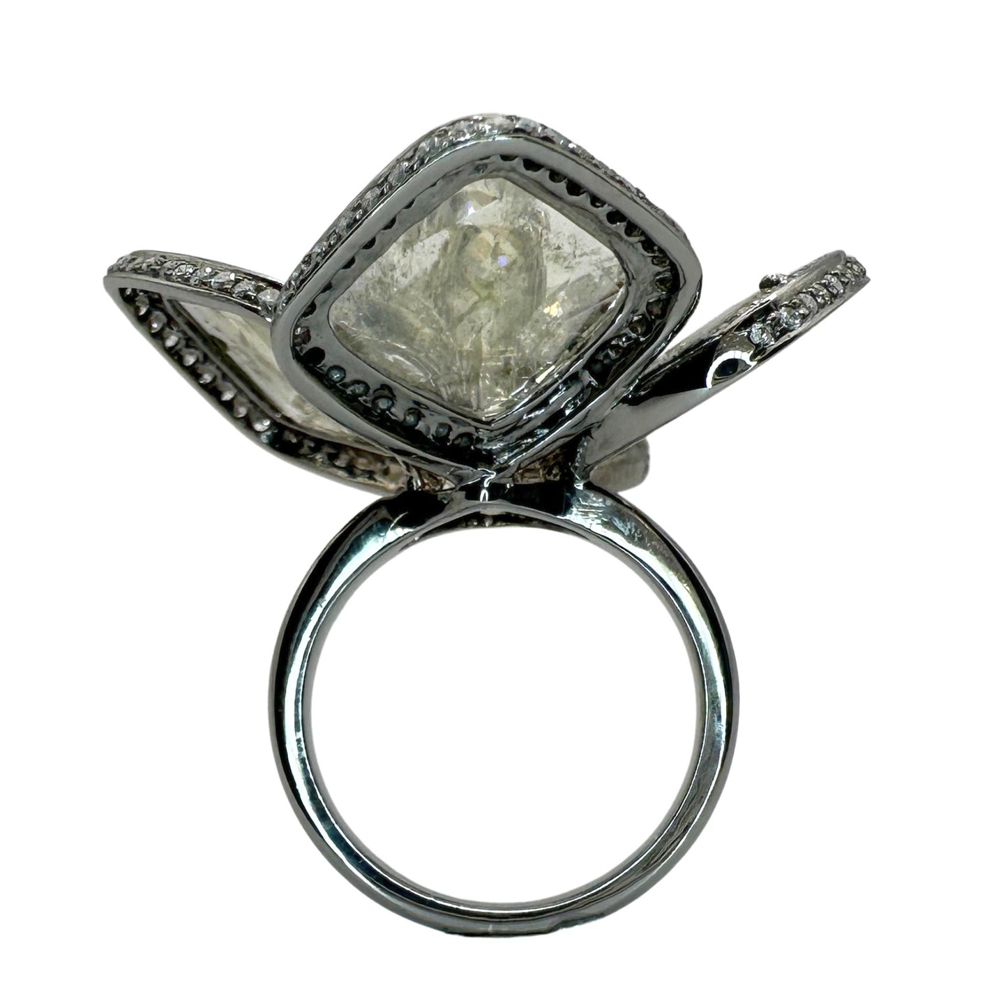 14k All Natural Diamond Flower Cocktail Ring