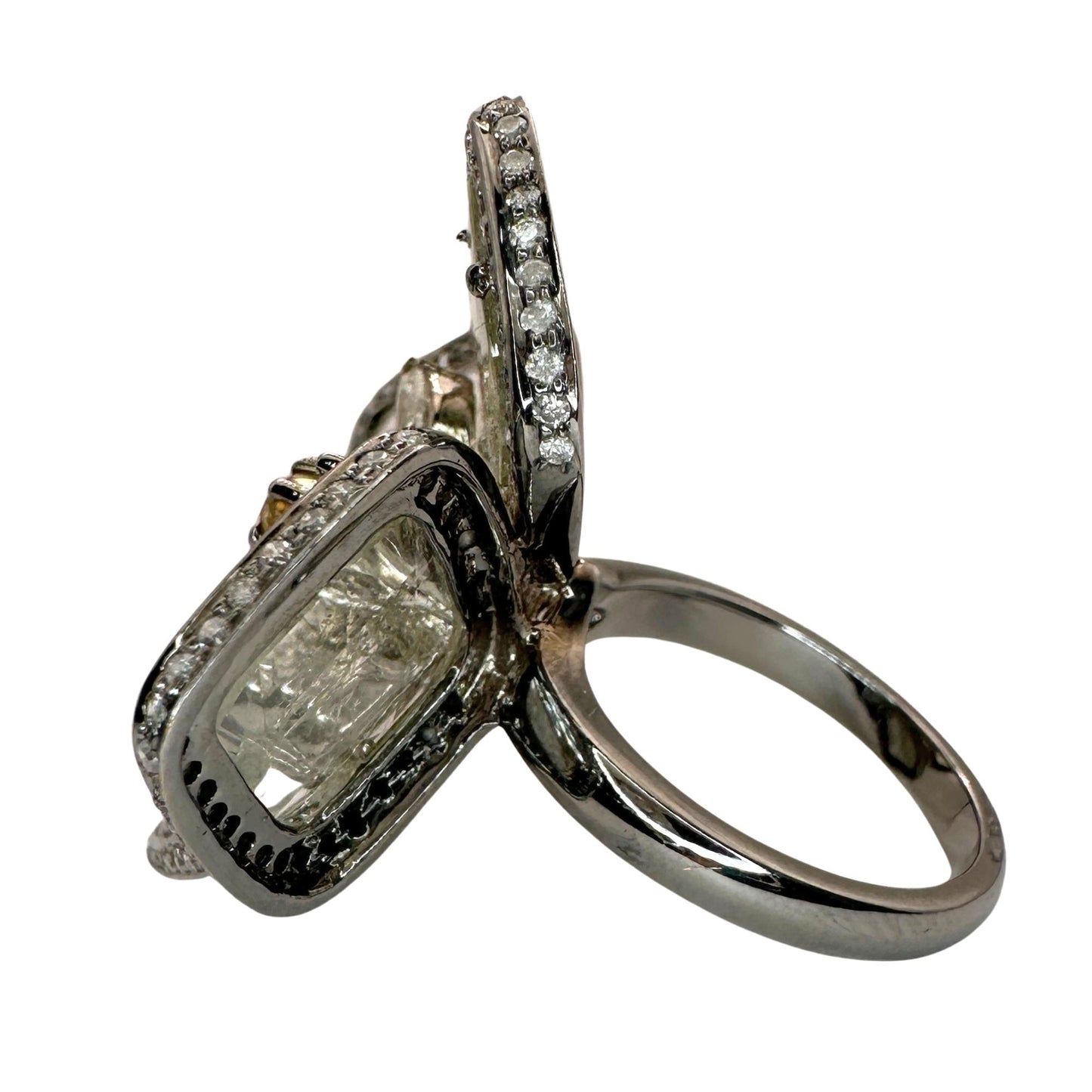 14k All Natural Diamond Flower Cocktail Ring