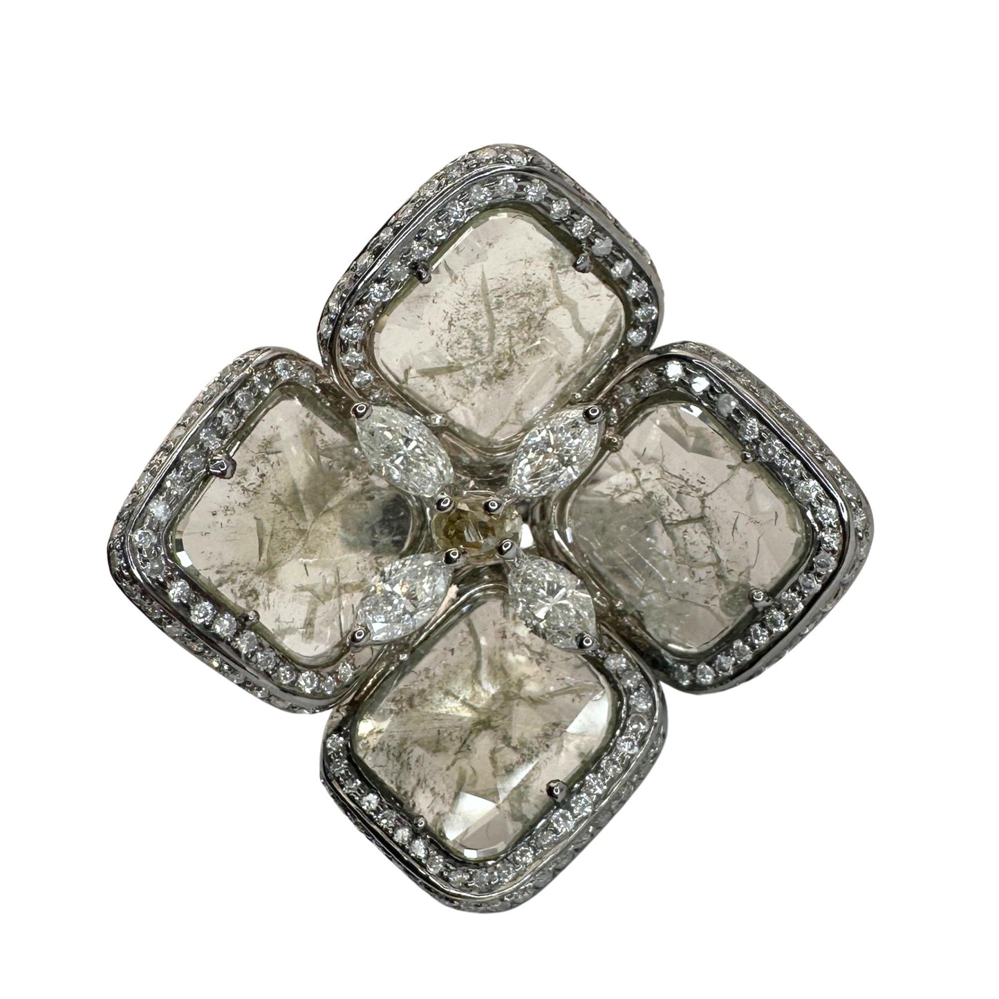 14k All Natural Diamond Flower Cocktail Ring