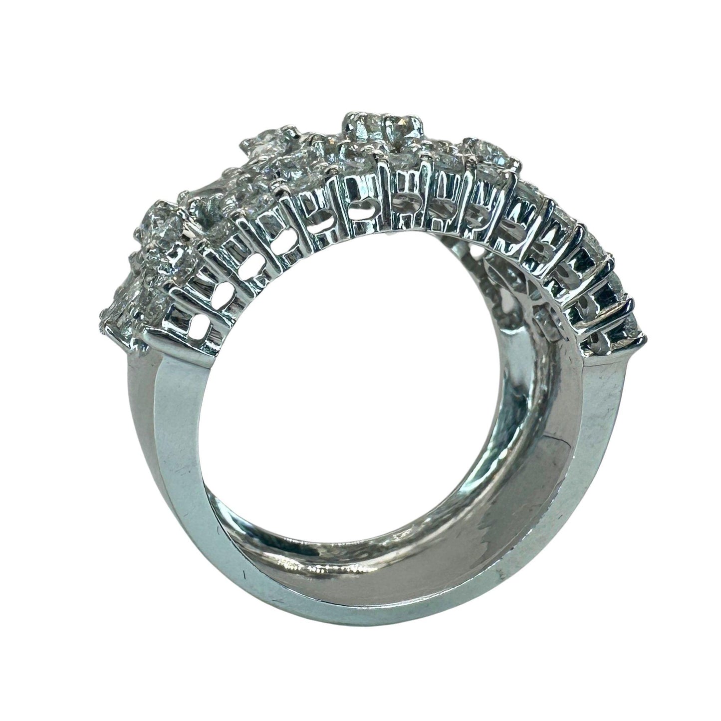 18k Diamond Wide Band Ring with Pear Shape Accents
